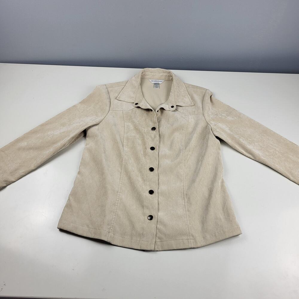 Christopher & Banks Corduroy Shacket Womens Sz M Petite Tan‎ Gold Jacket Coat